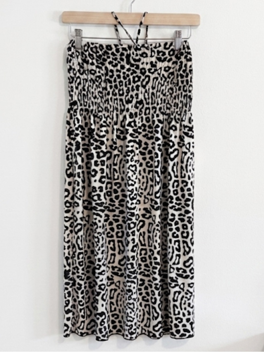 Isla Bonita Leopard Print Smocked Halter Dress One Size Y2K Festival Mob Wife